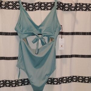 Teal Cutout One-Piece Swimsuit